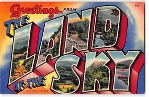 North Carolina LAND OF THE SKY Large Letter Linen Postcard Curteich 1936 - Sheep - Picture 1 of 2