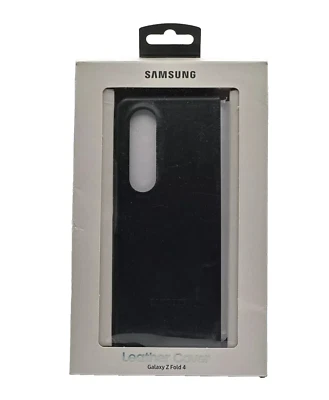Capa protetora de couro elegante premium Samsung para Galaxy Z Fold4 - Preta - Imagem 1 de 3