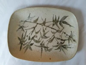 charming studio pottery platter 1960s bamboo oriental inspired decoration - Picture 1 of 4
