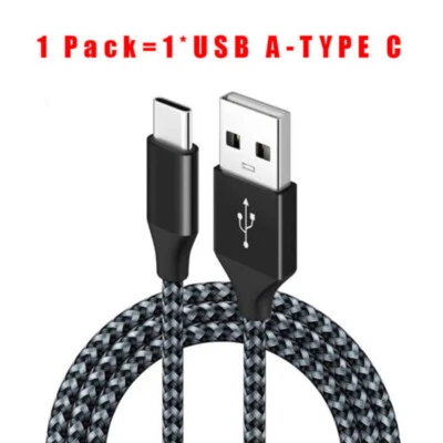 Paquete de 3 cables de carga rápida trenzados USB C tipo C SYNC de datos de 3/6/10 pies Foto 1 de 4