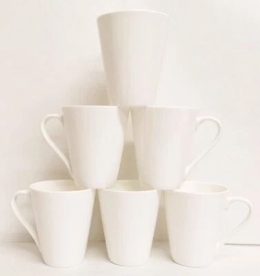 White Fine Bone China Mugs Set of 6 Richmond 12oz 350 ml Plain Tea Coffee Cups
