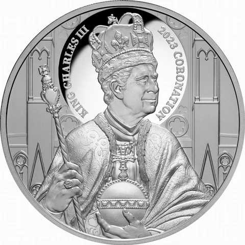 Niue 2023 King Charles III Coronation Queen Elizabeth II $1 1 Oz Silver Proof Cover