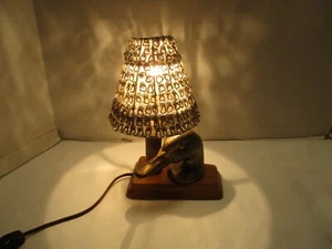 Lampada da tavolo vintage testa anatra legno ottone e tonalità impreziosita anni '70 9,5"" T - Foto 1 di 10