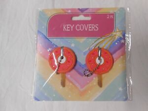 New Cute 2 pack Donut Doughnut key covers Caps for Keychain House Home Apartment