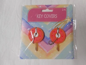 New Cute 2 pack Donut Doughnut key covers Caps for Keychain House Home Apartment - Picture 1 of 2