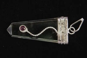 39MM Long Rock Clear Crystal Flat Polish Point Chakra Healing Stone Pendant Set - Picture 1 of 5