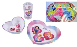 Disney Princess Mädchen Geschirr Ess-Set Teller Trinkbecher Schale + Tischset  - Bild 1 von 5