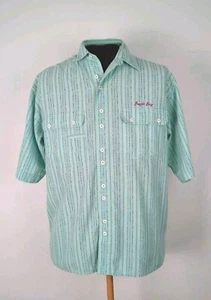 Camicia da uomo vintage anni '90 Bugle Boy verde acqua con bottoni taglia large - Foto 1 di 9