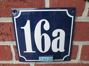 Hausnummer Emaille Nr 16a weisse Zahl auf blauem Hintergrund Mega 20 cm x 20 cm  - Picture 1 of 12