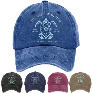 Gulf of Mexico ESTD 1550 Hat Adjustable Baseball Cap Hat Stay Salty and Resist - Picture 1 of 16