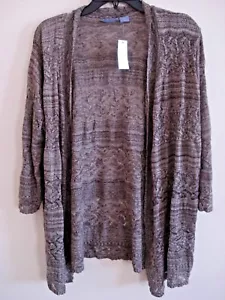 Cárdigan de punto de crochet para damas talla XL grano de café frente abierto - Imagen 1 de 2