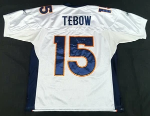 Vintage Tim Tebow Denver Broncos White Reebok Stitched Jersey Size 50 Sewn - Picture 1 of 4