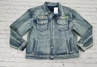 WESC Guilty Pleasures MENS SIZE SMALL Thrills Unisex Trucker Denim Jacket - Image 1 of 4