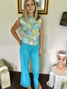 50’s Vintage Pastel Multi-Color Mod Sleeveless Back Button “Jane Holly” Blouse - Picture 1 of 5