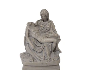 Vintage Mary Holding Jesus La Pieta Statue Chalkware White 7 In L x 12.5 In Tall - Picture 1 of 12