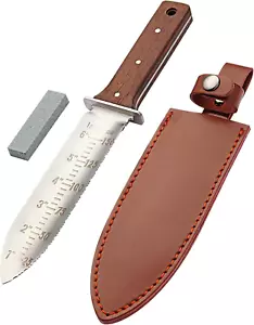 Hori Hori Garden Knife with Leather Sheath and Sharpening Stone, 7.1 Inches Stai - Picture 1 of 12