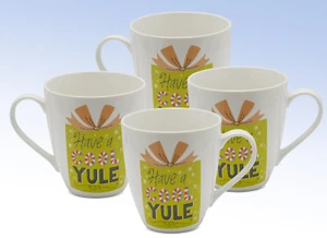 Set of 4 - Pfaltzgraff - HAVE A COOL YULE - Oversized 18oz Porcelain Mugs - Picture 1 of 2