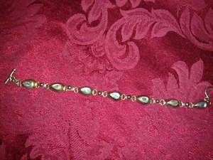 Vintage Alpaca Mexican Silver bracelet link with Abalone shell - Picture 1 of 2