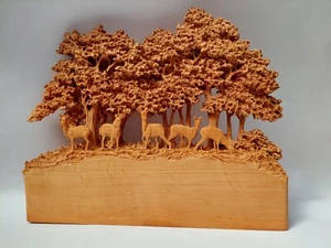 Wooden Statueoe Sculpture Roe Deer Statue Handcarved Forest Figurines Wildlife - Picture 1 of 10