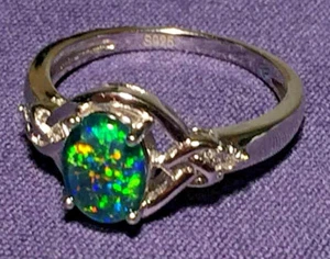 Opal Rings Genuine Australian Natural "Gem Grade" Triplets Sizes 6.5 to 10 US - Picture 1 of 14