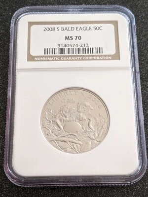 2008-S 50C BALD EAGLE COMMEMORATIVE HALF DOLLAR NGC MS-70... Perfection - Image 1 of 3