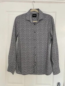 Camicia Guess nera bianca floreale manica lunga valle slim fit cotone grande 40" - Foto 1 di 5