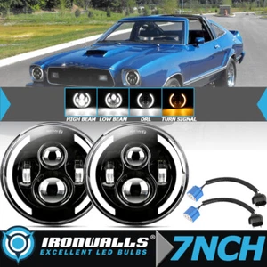 Par de faros LED redondos de 7 pulgadas para Ford Mustang 1965-1978 alto/bajo DRL ojos de ángel - Imagen 1 de 12
