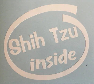 SHIH TZU INSIDE DOG PUP ON BOARD CAR WINDOW STICKER DECAL WHITE ALL COLOURS - Image 1 of 4