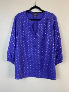 Blusa Olivia & Martin Púrpura Top Mujer Talla Grande 2X Dorada Textura Campesina Boho - Imagen 1 de 15