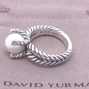 David Yurman Cultured Freshwater Pearl & Diamonds Ring 10mm Size 6. - Picture 1 of 14