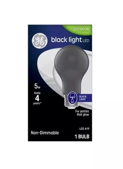 1 GE LED Black Light Bulb 5W Medium Base  A19 In/Outdoor Non-Dimmable - Image 1 of 3