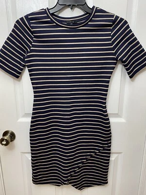 VESTIDO MUJER JUNIORS IRIS MANGA CORTA AZUL RAYAS HASTA LA RODILLA TALLA GRANDE Foto 1 de 4