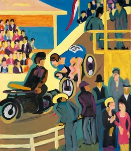 Ernst Ludwig Kirchner "Radrennen mit Motorvorspann" Green Artwork Fine Art - Picture 1 of 4