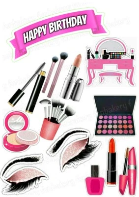 Make Up Tortenbild Aufleger Party Deko Geschenk Geburtstag Schminke essbar neu - Bild 1 von 4