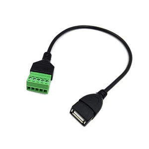 USB 2.0 A Female to 5 Pin Screw Connector Shield Terminal Plug Adapter Cable - Picture 1 of 2