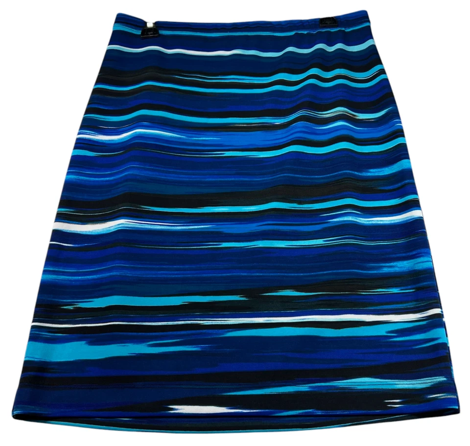 Falda Grace Elements para mujer talla mediana azul negra a rayas elástica Foto 1 de 4