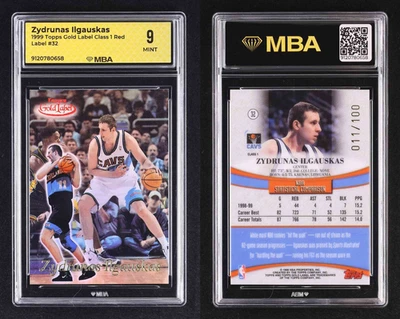Zydrunas Ilgauskas 1999 Topps Gold Label Class 1 Red /100 #32 MBA 9 Mint - Image 1 of 3