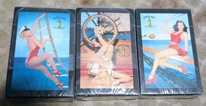 Cutty Sark Whiskey Pin-Up Vintage Spielkarten Decks 3 Stück Lot - Brandneu  - Bild 1 von 2