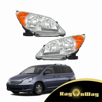 For 2005 2006 2007 Honda Odyssey Left&Right Side Chrome Halogen Headlights Assy Foto 1 de 4