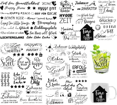 4 Stück Rub On Sticker Glas Holz Fotoalbum Geburtstag Scrapbooking - Bild 1 von 4