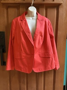 Talbots Lined Womens Plus Cotton Orange Blazer Jacket 2 Buttons Sz 18 W New - Picture 1 of 9