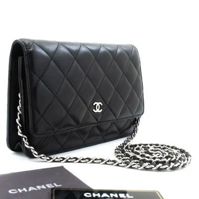 Ab8 CHANEL Auténtico Negro Clásico Cartera con Cadena WOC Bolso de Hombro Piel de Cordero Foto 1 de 4