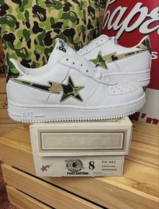 2001 A Bathing Ape ABC verde mimetico bianco Bapesta 8 Popeye Nigo Stussy prodotto dall'uomo - Foto 1 di 13