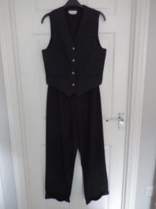 Images black trousers and waist coat set with cream pinstripe in size 12 - Picture 1 of 21