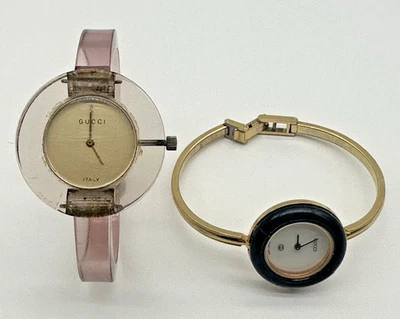 Lot of 2 Vintage Gucci Wristwatches, Swiss, Italy, Lucite, Change Bezel 1100-L - Image 1 of 4