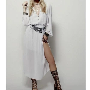 Free People Maxikleid Endless Sommer grau lavendel Gürtel Größe Small Boho Chic - Bild 1 von 14