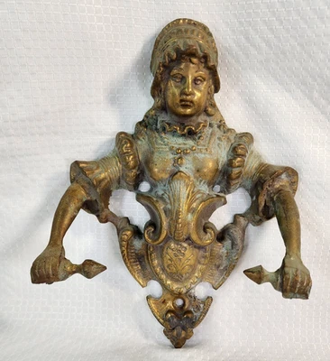 古董法国维多利亚黄铜人偶梳妆台壁灯卫生纸架 — 第 1/4 张图片