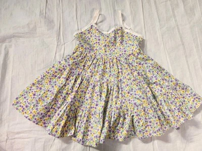 Vintage Girls Toddler Sundress M Medium 2T Dress Floral Purple A Line Sun Summer - Image 1 of 4