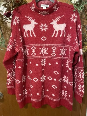 Suéter de vacaciones Coldwater Creek para mujer talla XL suéter ciervo copos de nieve difuso Foto 1 de 4