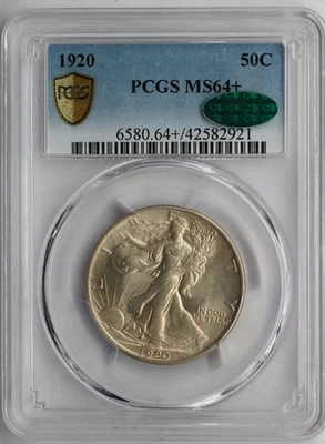 1920 Walking Liberty Half Dollar PCGS MS64+ CAC - Image 1 of 4